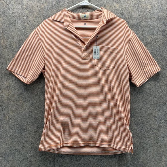 johnnie-O Other - Johnnie O Polo Shirt Men Small Adult Orange White Striped Pockets Outdoors